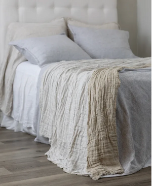 Kent Linen Bedspread- White/Natural