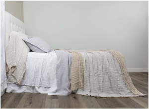Kent Linen Bedspread- White/Natural