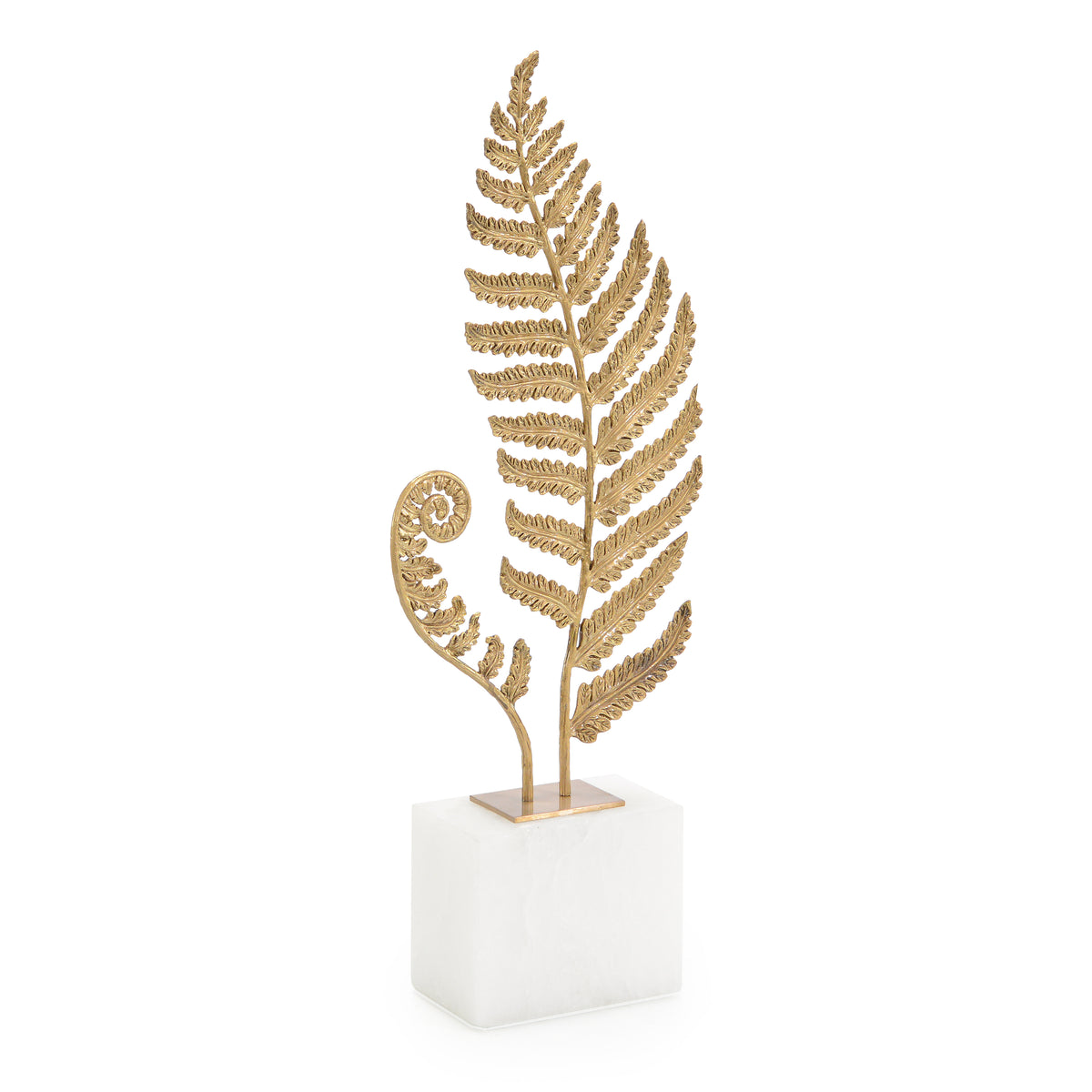 Brass Frond Sculpture, Alabaster Base