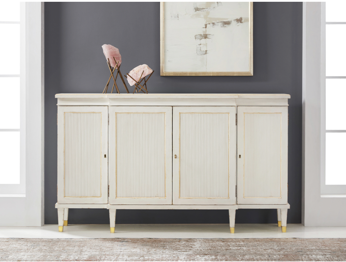 Swedish Reeded Breakfront Cabinet