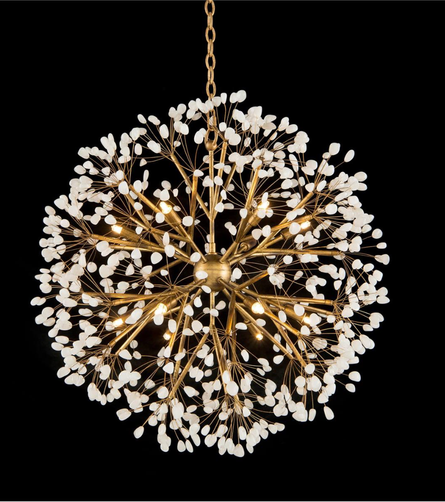 Quartz Crystal Spherical Twelve-Light Chandelier