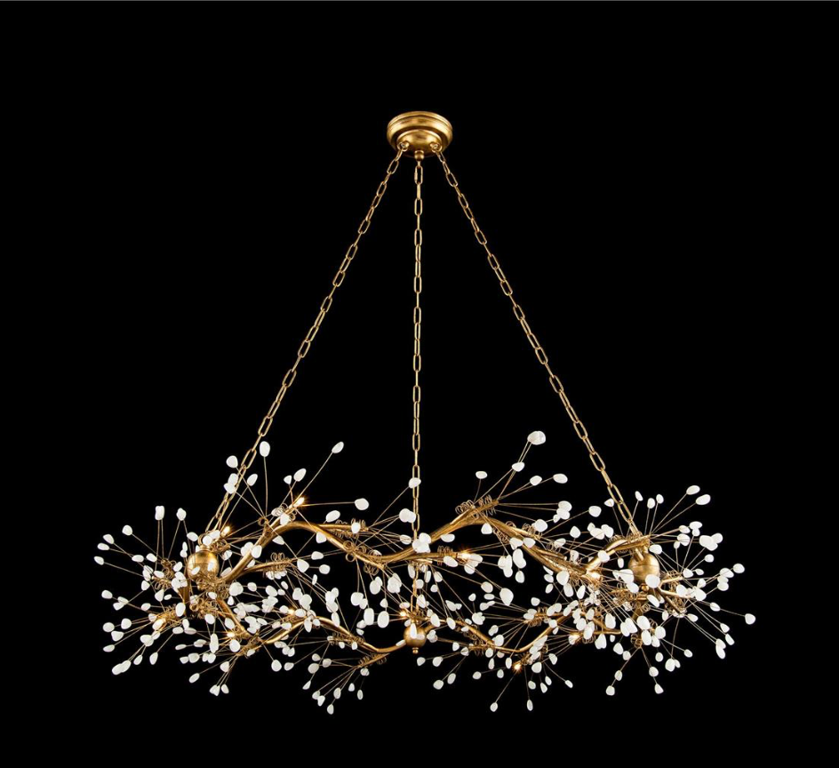 Waving Twelve-Light Stone Quartz Chandelier