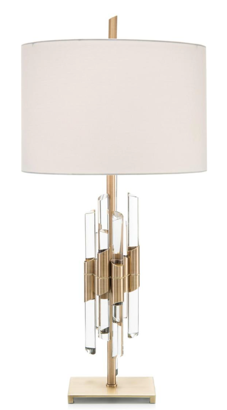 Brass and Crystal Rod Table Lamp