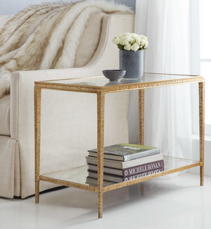 Sculptured Side Table- Antique Brass