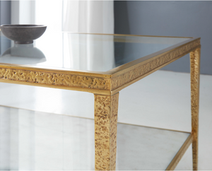 Sculptured Side Table- Antique Brass