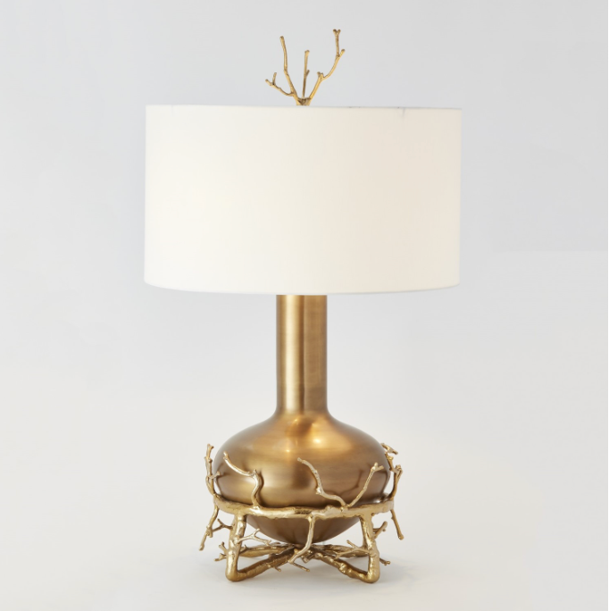 Fat Brass Twig Table Lamps