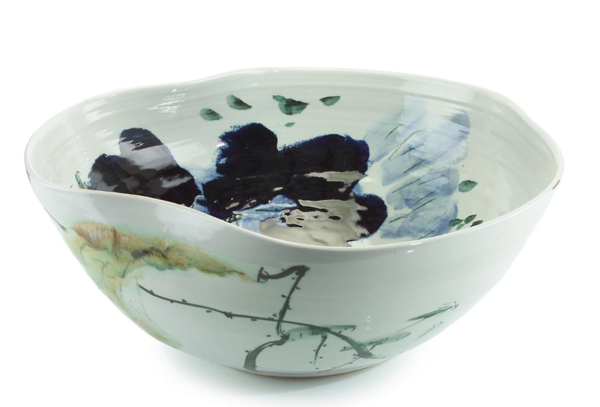 Curled- Rim Bowl - blue