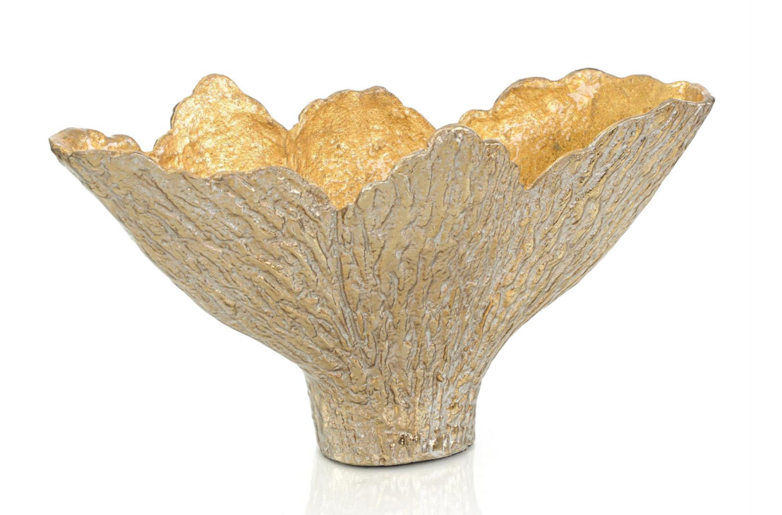 Enameled Brass Leaf Bowl