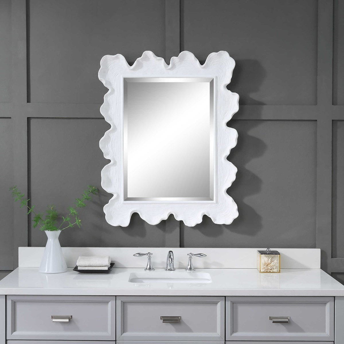 Sea Coral Mirror, White