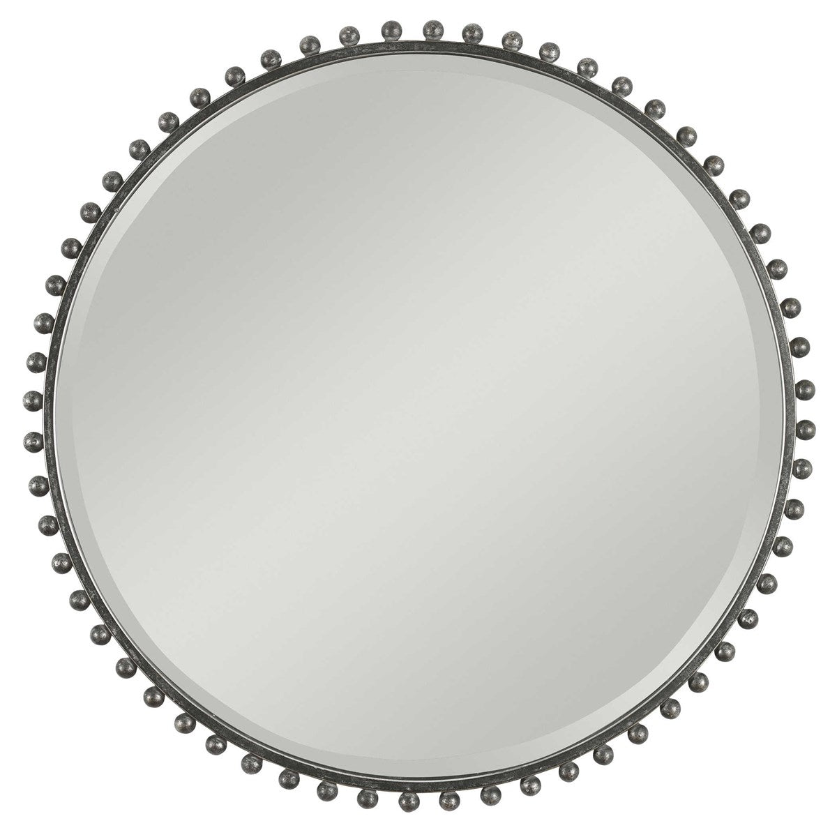 Tara Round Mirror, Distressed Black