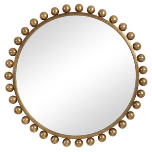 Cyra Round Mirror, Gold