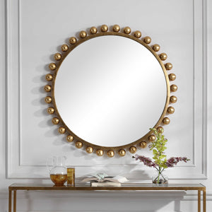Cyra Round Mirror, Gold