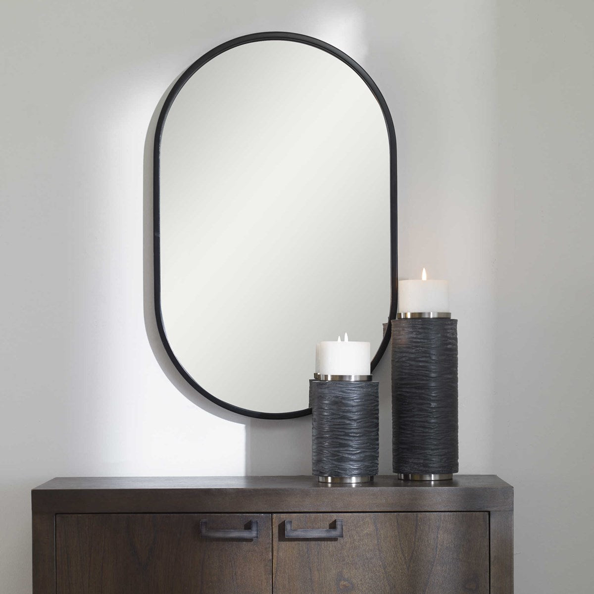 Varina Oval Mirror, Black