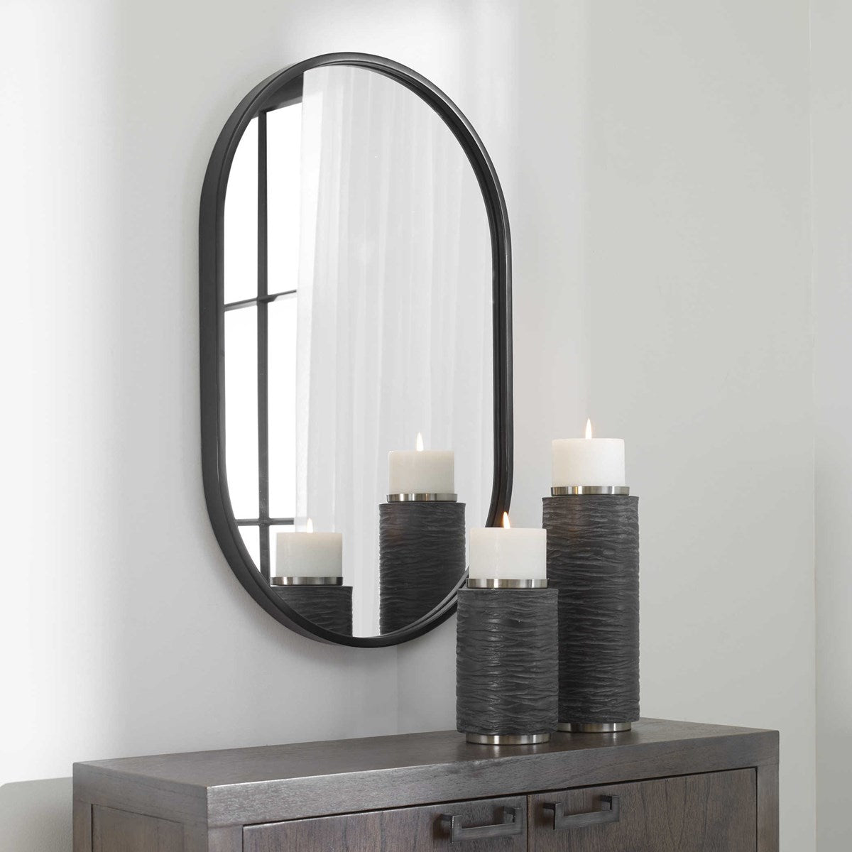 Varina Oval Mirror, Black