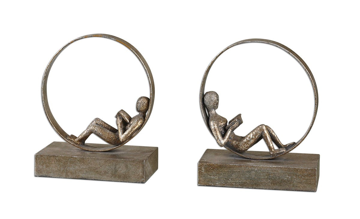 Lounging Reader Bookends S/2