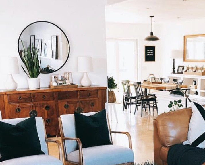 Black Large Round Mirror