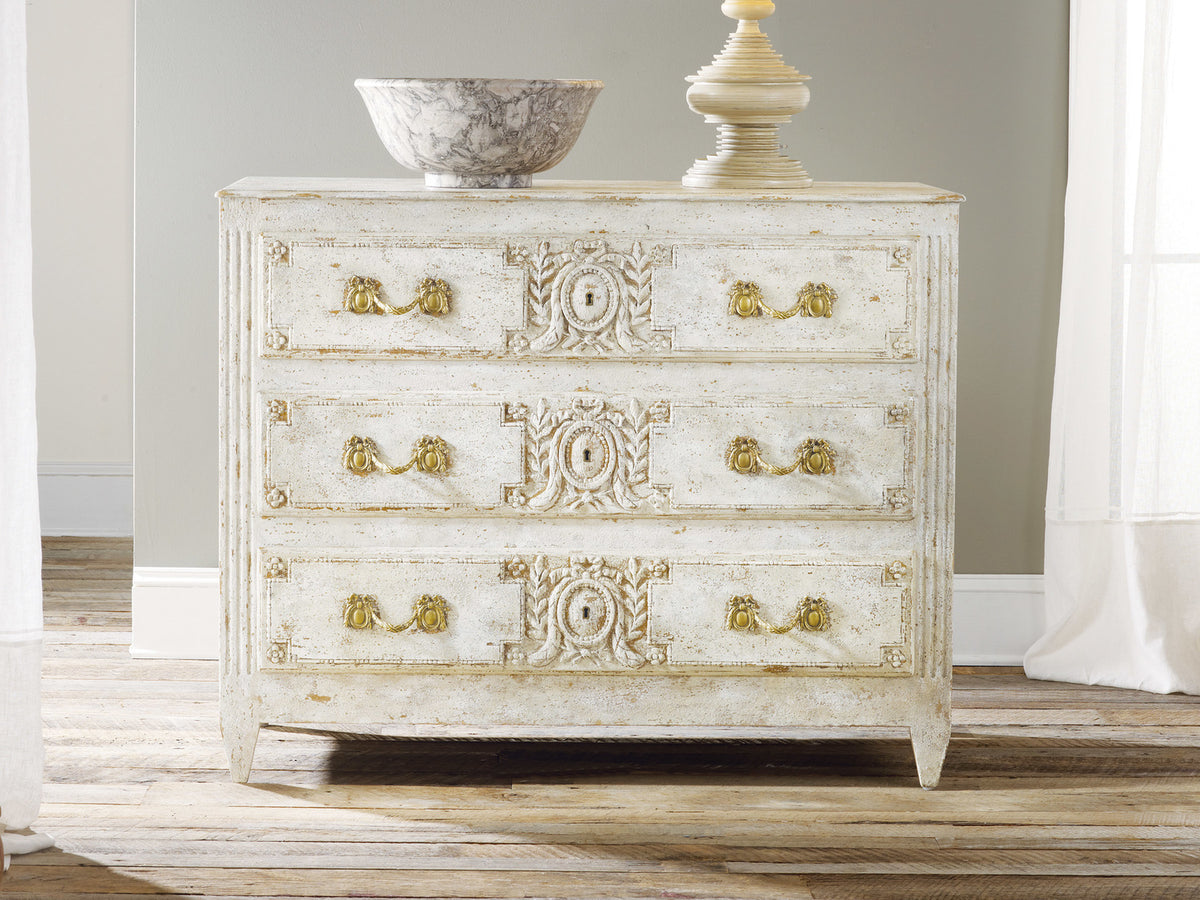 Carved and Painted 3 Drawer Chest