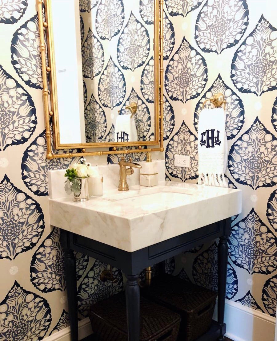 Gold Grid Design Wall Mirror