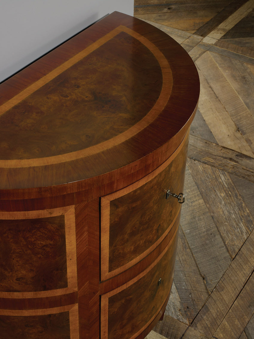 Inlaid Two Drawer Half-Round