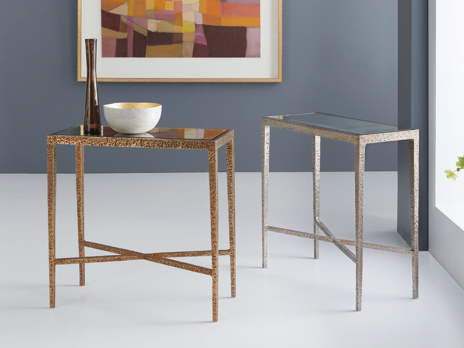 Textured Chairside, Antique Brass