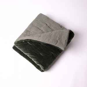 Mesa Linen & Velvet Quilt - Kale