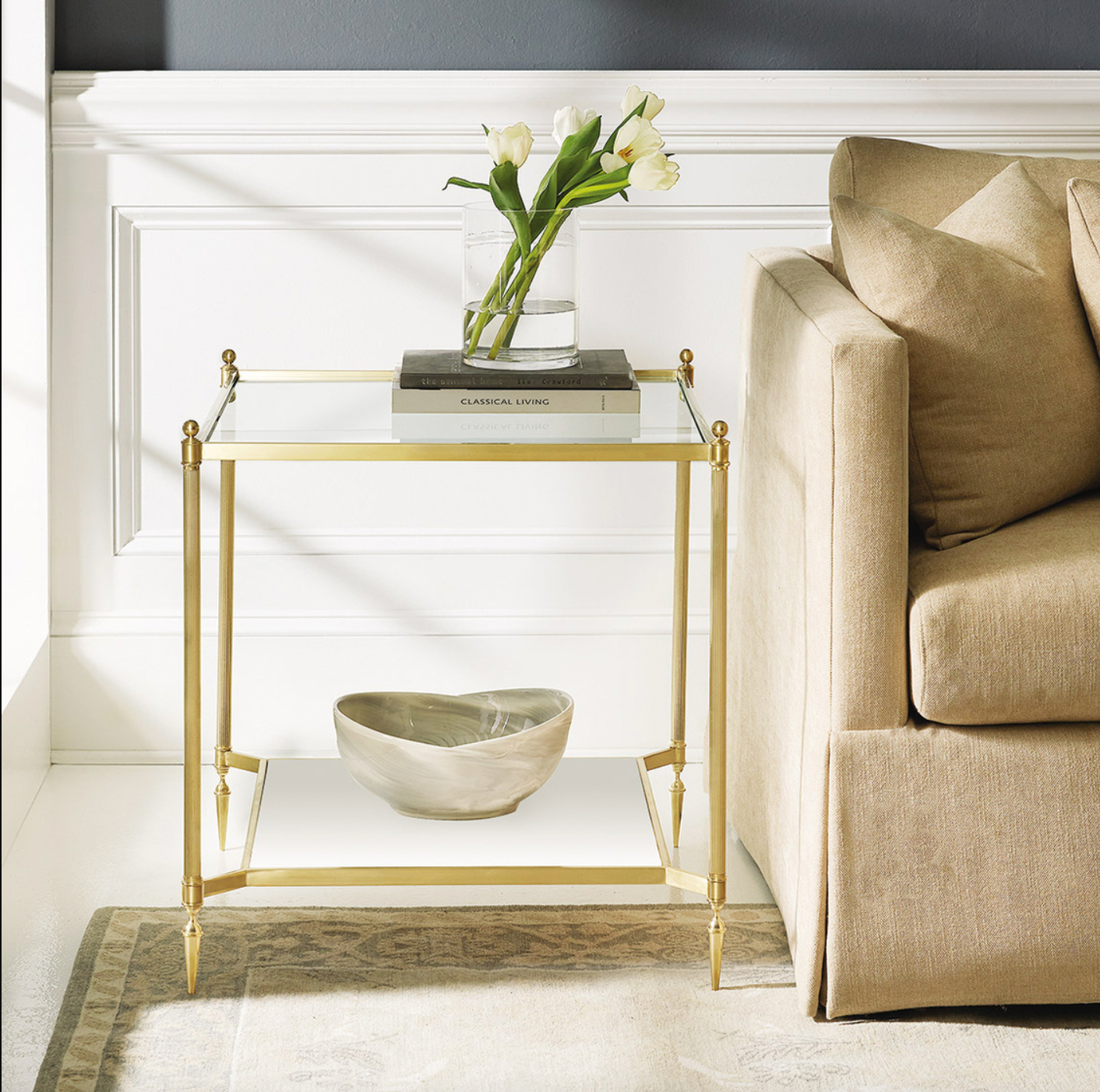 Square Pom End Table - Brass