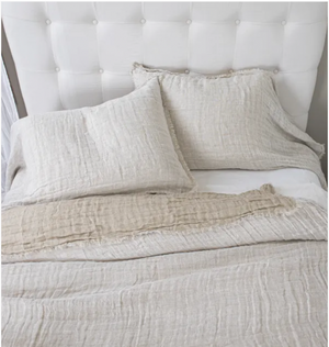Kent Linen Bedspread- White/Natural
