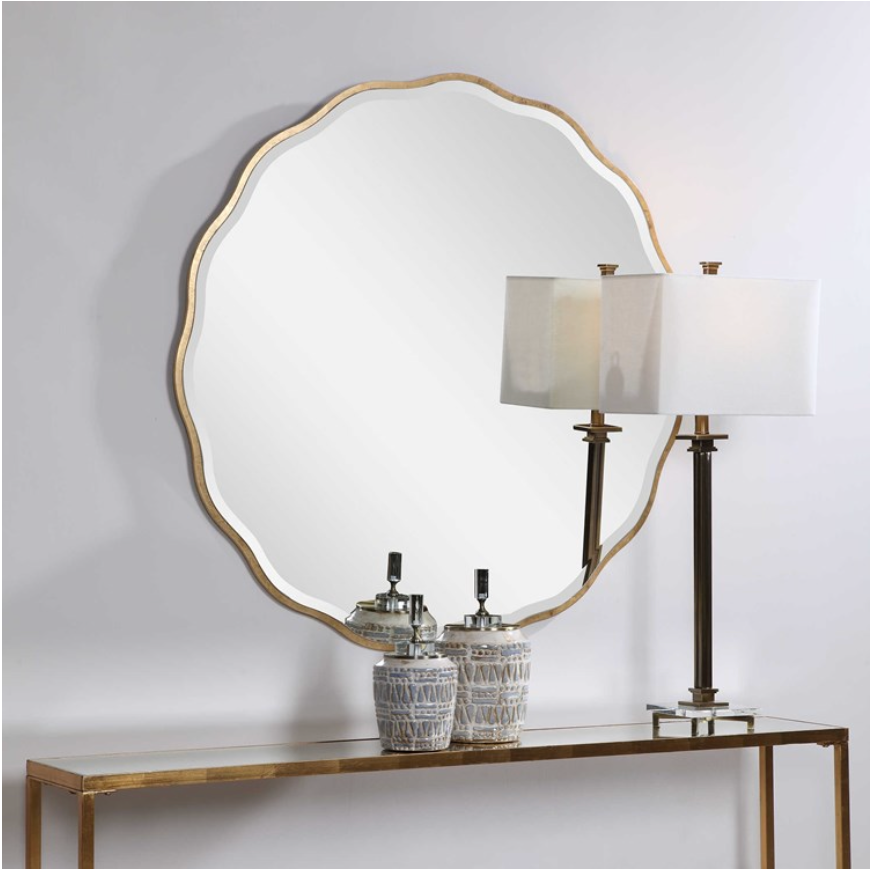 Aneta Round Mirror, Gold