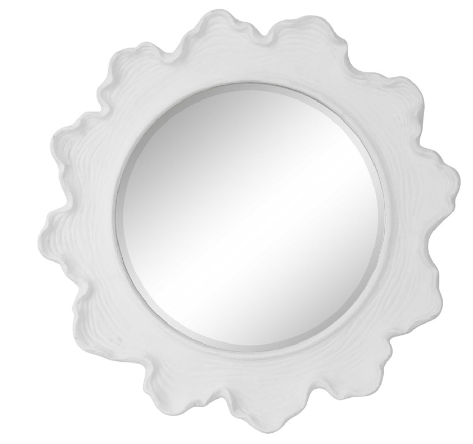 Sea Coral Round Mirror, White