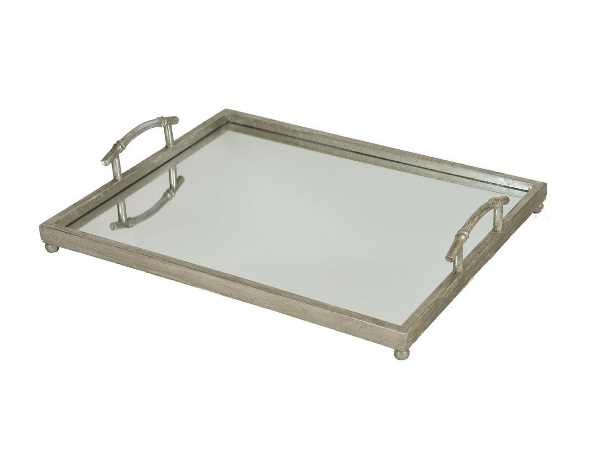 Silver Rectangle Mirrored Tray