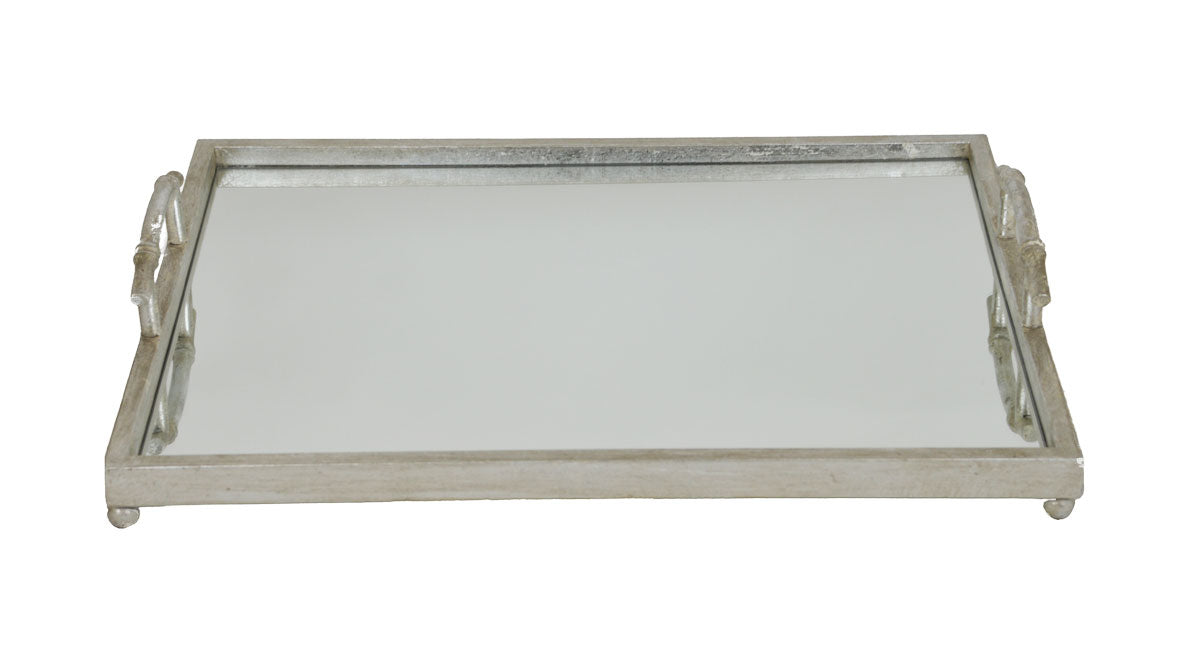 Silver Rectangle Mirrored Tray