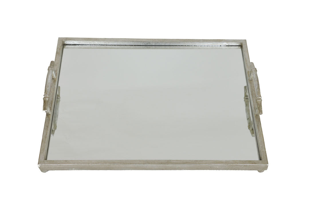 Silver Rectangle Mirrored Tray
