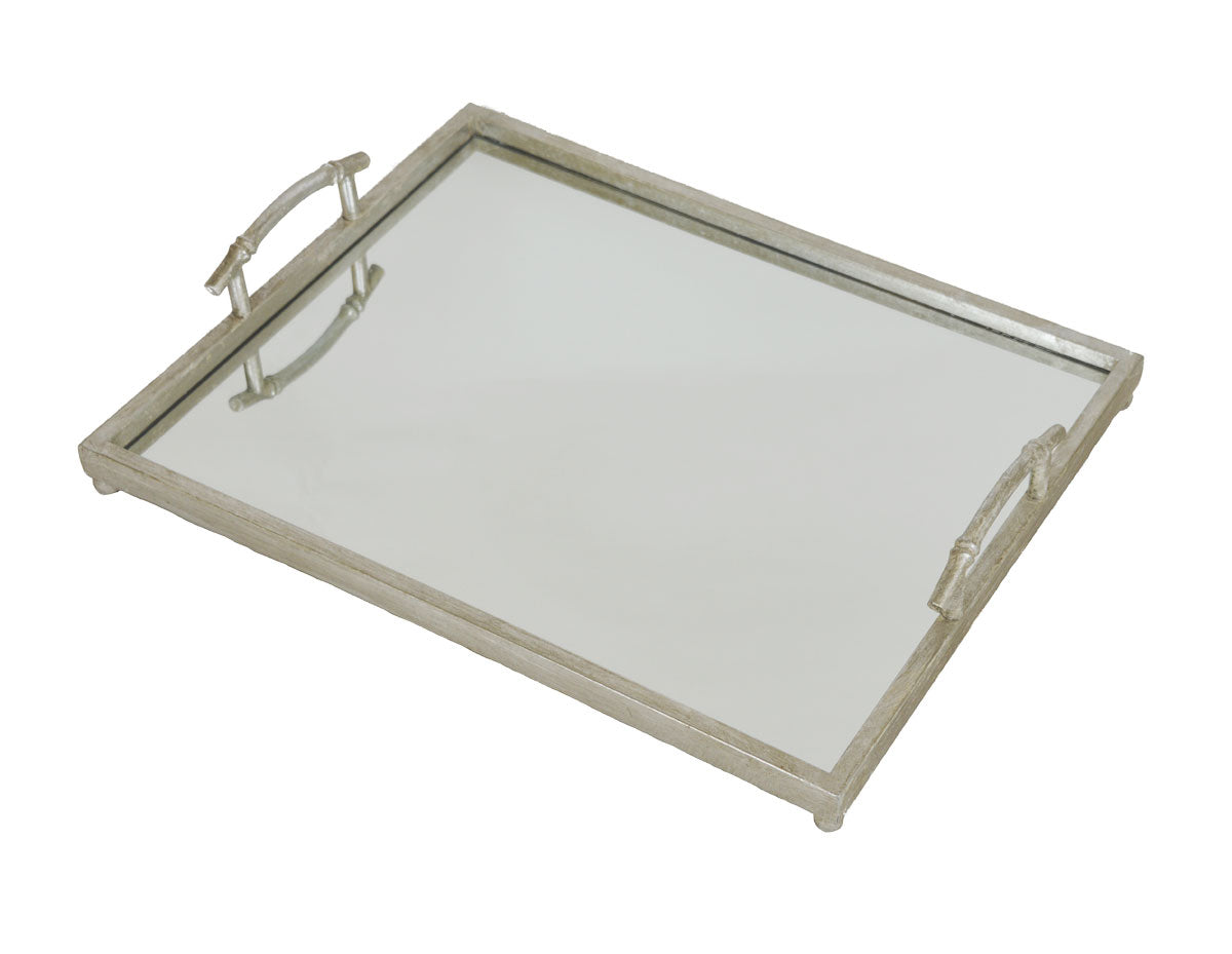 Silver Rectangle Mirrored Tray