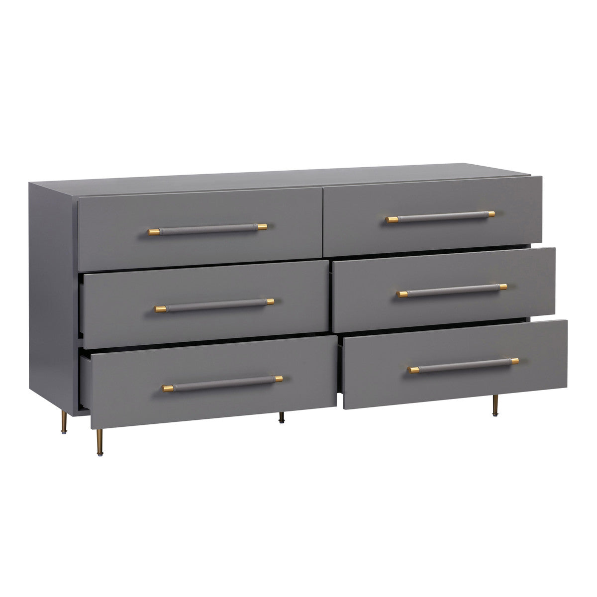 Trident Grey Six Drawer Dresser