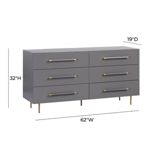 Trident Grey Six Drawer Dresser