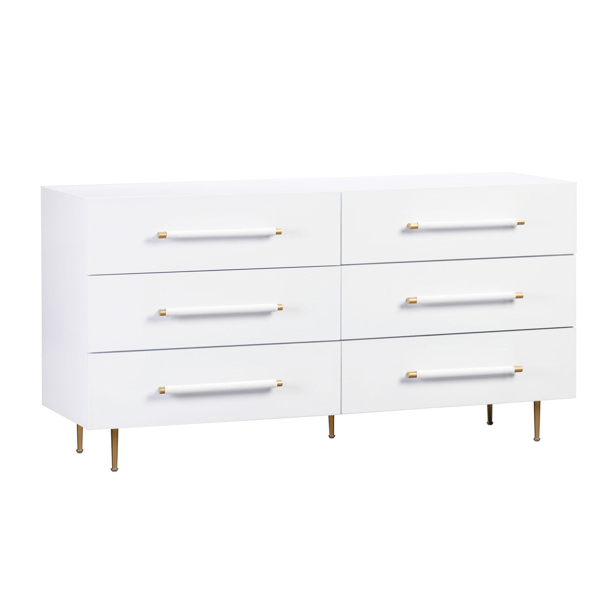 Trident White Six Drawer Dresser