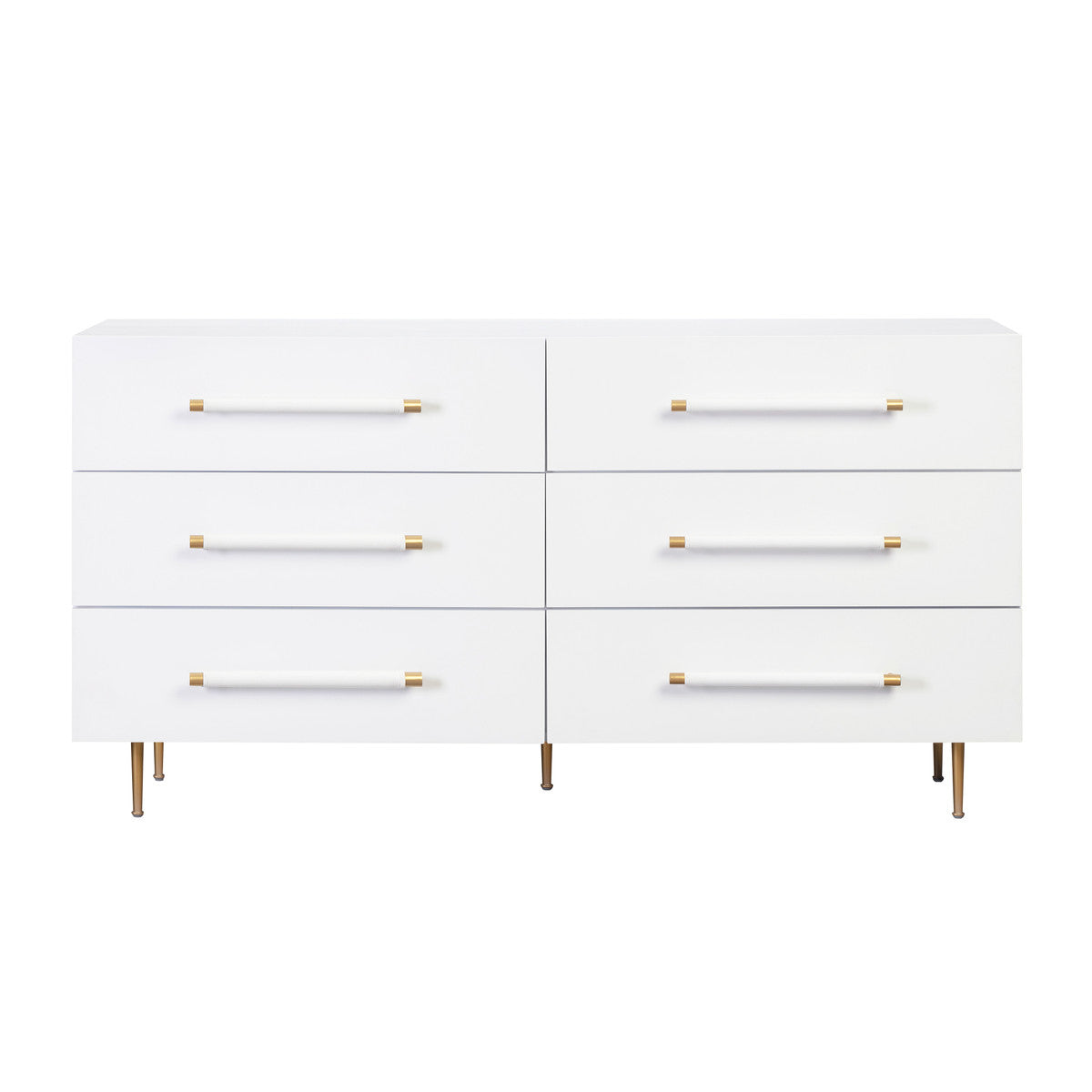 Trident White Six Drawer Dresser