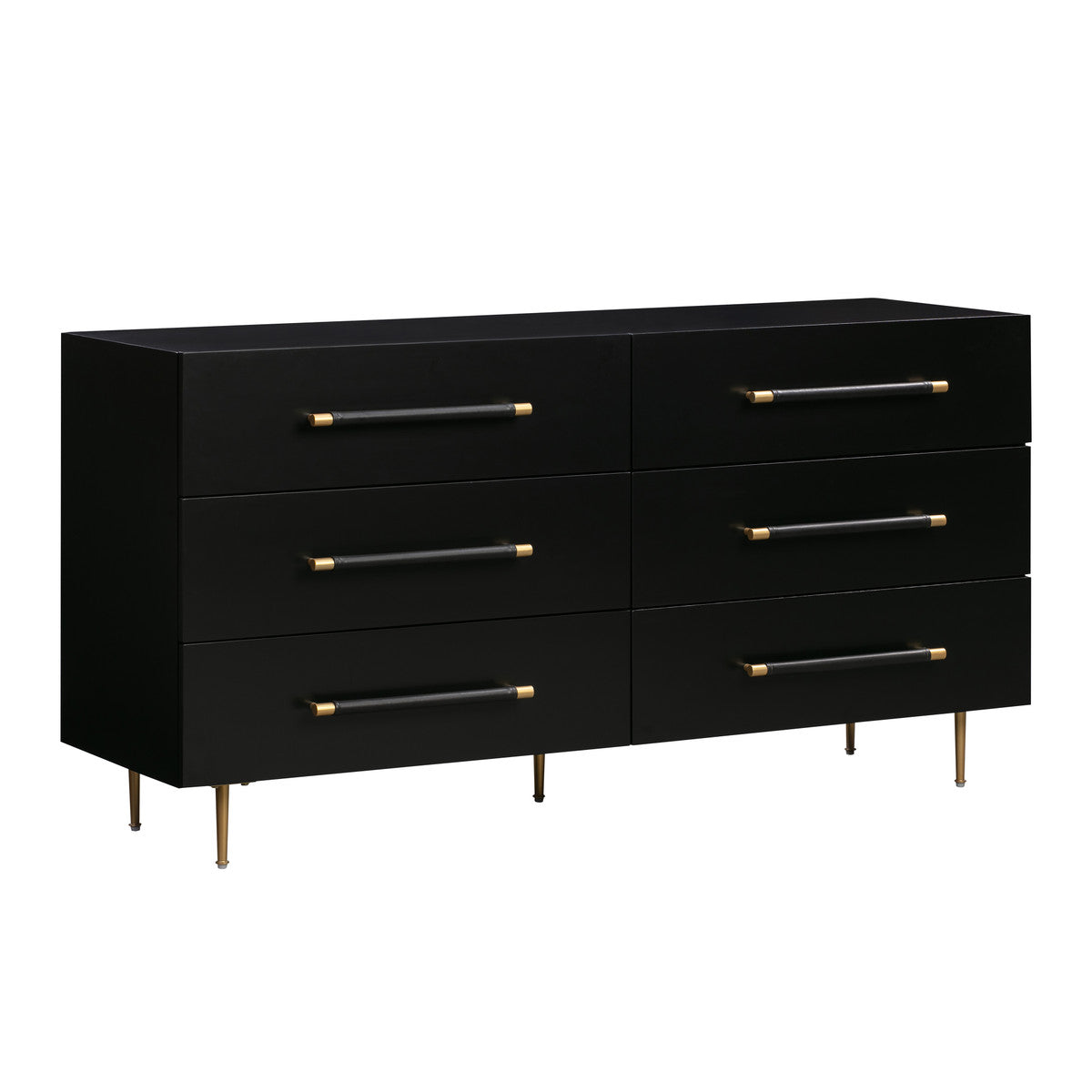 Trident Black Six Drawer Dresser