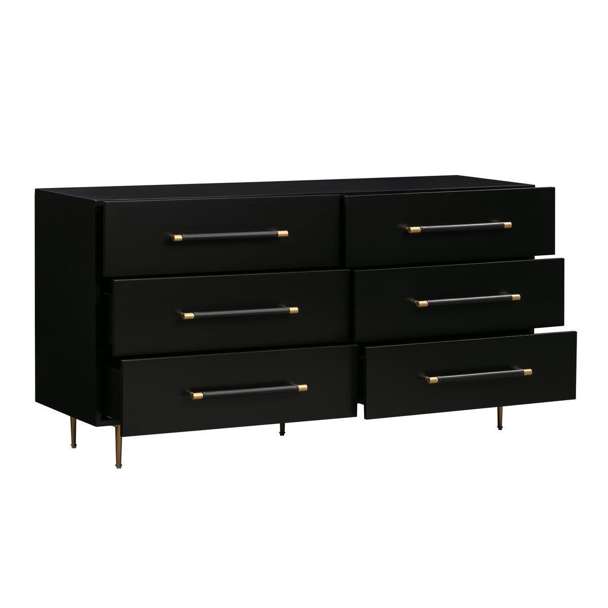Trident Black Six Drawer Dresser