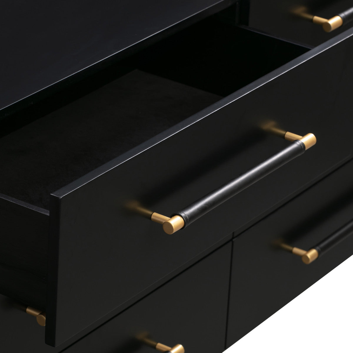 Trident Black Six Drawer Dresser