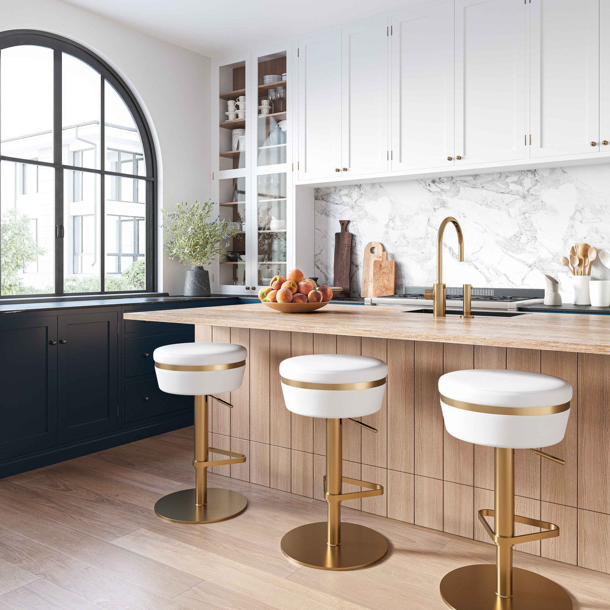 Astro White Adjustable Stool