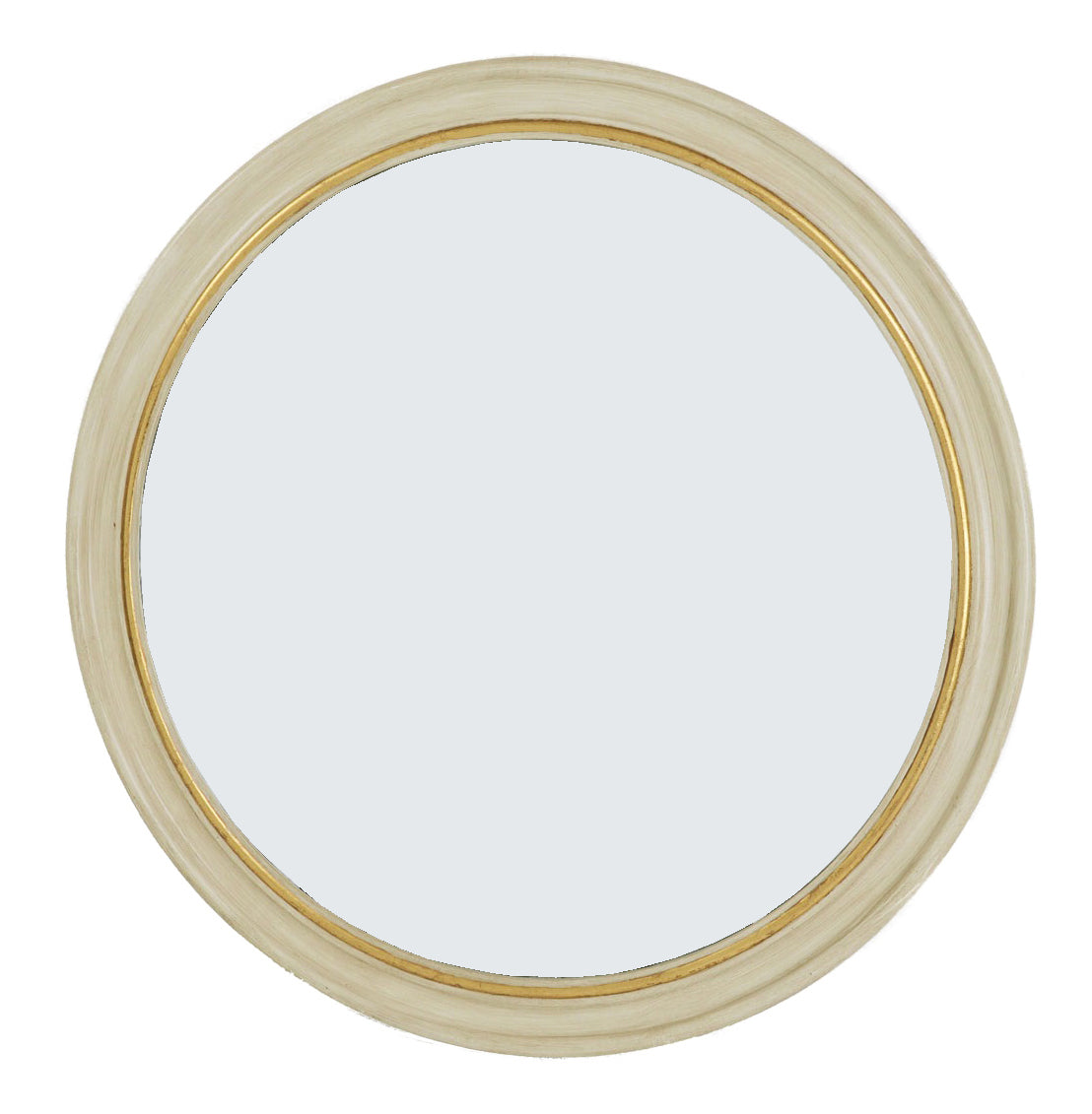 White & Gold Round Wall Mirror
