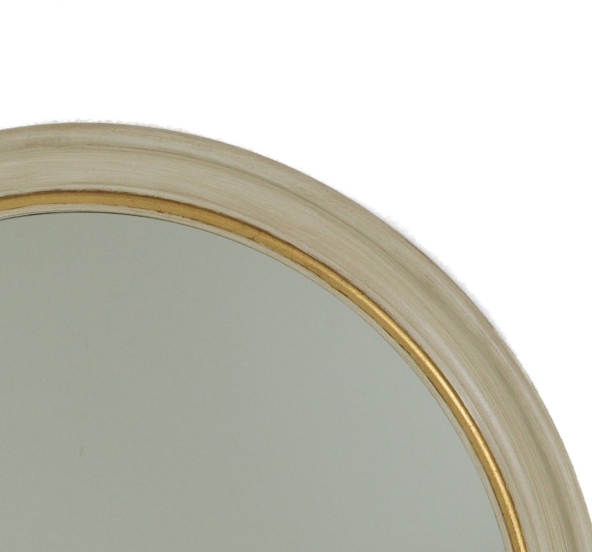 White & Gold Round Wall Mirror